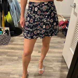 Vintage Y2k 90s mini skirt boho floral hearts button front high waisted small